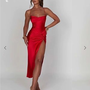 Brand new never worn red satin dress
